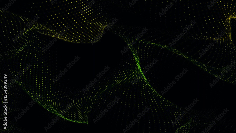 Poster abstract green and yellow dot matrix waves on a black background this image shows abstract