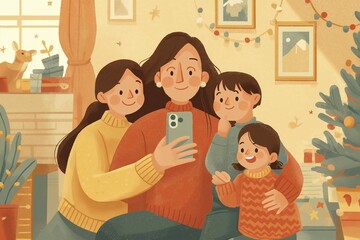 Warm asian family enjoying a festive holiday moment together at home