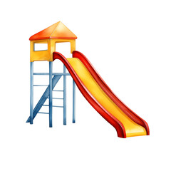 A watercolor illustration of a playground slide. Ideal for school life, childhood, and outdoor play themed illustrations.