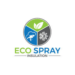 Modern and eco-friendly Eco Spray Insulation logo design symbolizes energy efficiency, sustainability, and protection. Perfect for insulation services and green building solutions.
