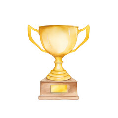 A watercolor illustration of a golden trophy. Perfect for reward-themed school clipart and celebration graphics.