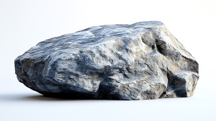Fototapeta premium Single Large Rock Isolated on White Background Close Up View