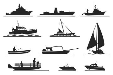 Marine Vessel Silhouettes – Boats, Ships, and Watercraft Icons