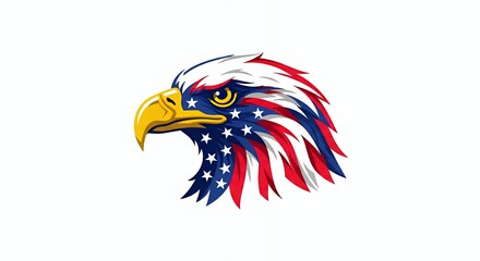 Bald Eagle Head in American Flag Design Patriotic Illustration