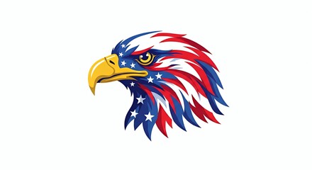 Striking Bald Eagle Graphic with American Flag Colors and Stars