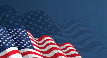 Waving American Flag Patriotic Background with Stars and Stripes Design