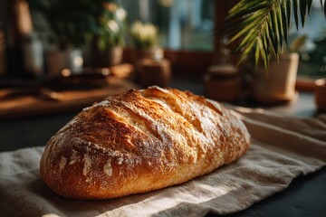 Baking fresh artisan bread at home cozy kitchen food photography warm atmosphere close-up culinary delight