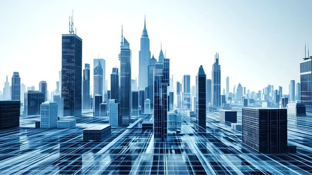 Futuristic simulation of cityscape using binary projections and structured grid base