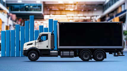 Delivery Truck Silhouette with Bar Graph for Cost Management.