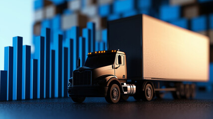 Delivery Truck Silhouette with Bar Graph for Cost Management.