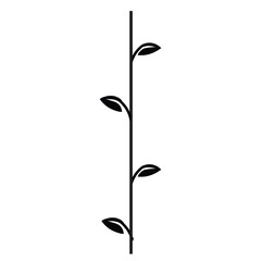 Minimalist black silhouette of a vertical vine with simple leaves on a thin stem, ideal for botanical illustrations, nature-themed designs, patterns, or decorative borders   © MdRubel