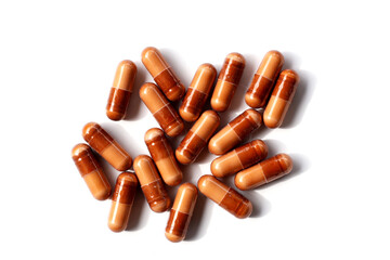 Brown collagen capsules for skin health.