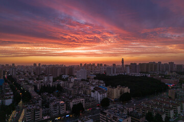 sunset over the city