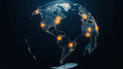 Global Network Connections Illuminating the World at Night - Powered by Adobe