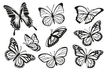 Minimal Butterfly Silhouettes – Nature-Inspired Black Vector Icons