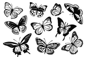 Minimal Butterfly Silhouettes – Nature-Inspired Black Vector Icons