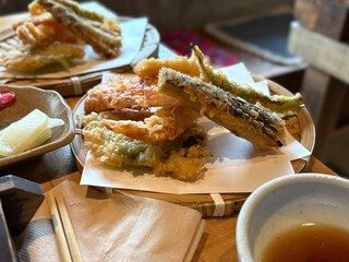 A crispy assorted tempura platter