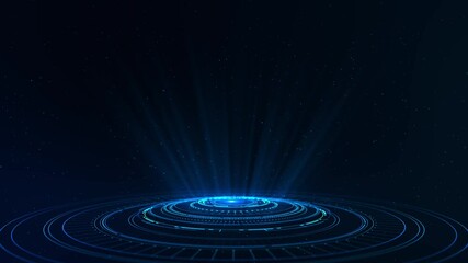 Blue hologram background, Portal, Futuristic, Technology, 4k neon light gear wheel circuit board, Hi-tech digital technology engineering, news studio background, product promotion, corporate promotion - Powered by Adobe