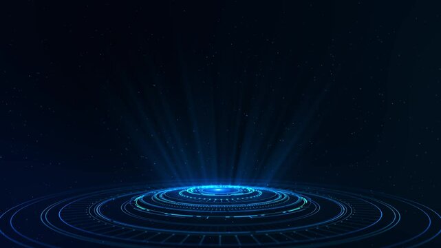 Blue hologram background, Portal, Futuristic, Technology, 4k neon light gear wheel circuit board, Hi-tech digital technology engineering, news studio background, product promotion, corporate promotion - Powered by Adobe