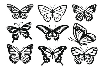 Grid of Black Butterfly Icons &ndash; Vector Silhouettes for Design Use