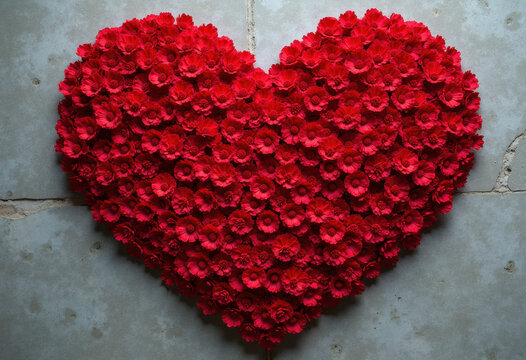 Naklejki heart made of red flowers