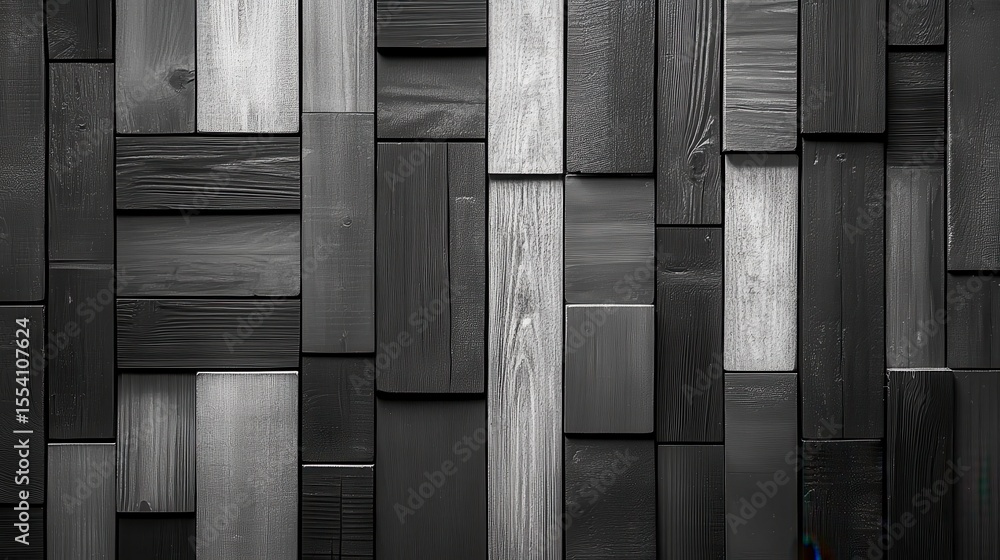 Poster black and gray wood tiles arranged in a geometric pattern. use as a rustic background for websites o