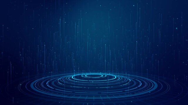 AI Sphere with Abstract Glow blue Pedestal. Futuristic High Tech Energy Product Stand. Magic Portal. Round Teleport Podium. Sci-fi Technology Theme futuristic technology, AI artificial intelligence.