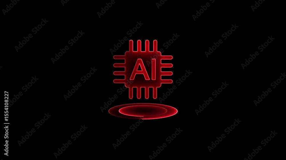 Poster glowing neon artificial intelligence ai circuit board futuristic technology concept.neon ai chip wit