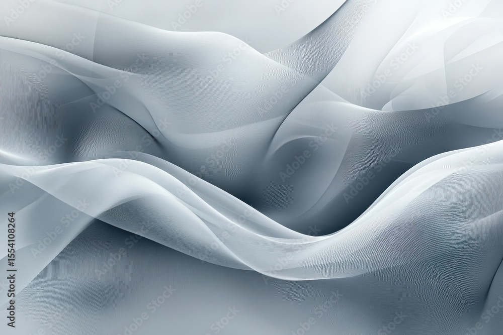 Poster Abstract flowing gray and white fabric texture background image. It's ideal for a background or to add texture to design projects.