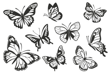 Black Butterfly Silhouettes Set – Vector Insect Collection