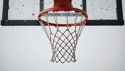 A weathered basketball hoop with a cracked backboard stands silently, evoking memories of the game.