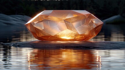 Big Diamond Sparkling On The Surface Of Sea Water