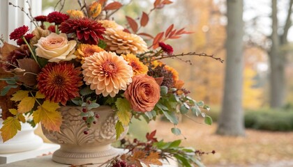 autumn still life with sunflowers