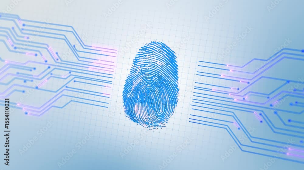 Poster digital fingerprint design mind digital world concept, identity, security, data cyber security with 