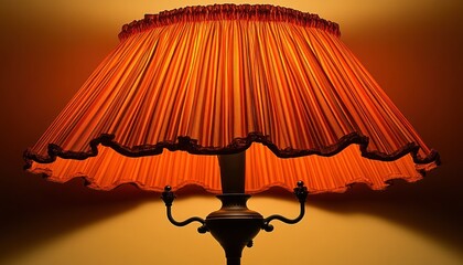 Elegant vintage lamp with a pleated orange shade illuminating a warm space