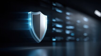 Information Online privacy protection. Digital shield symbolizing security and protection technology.