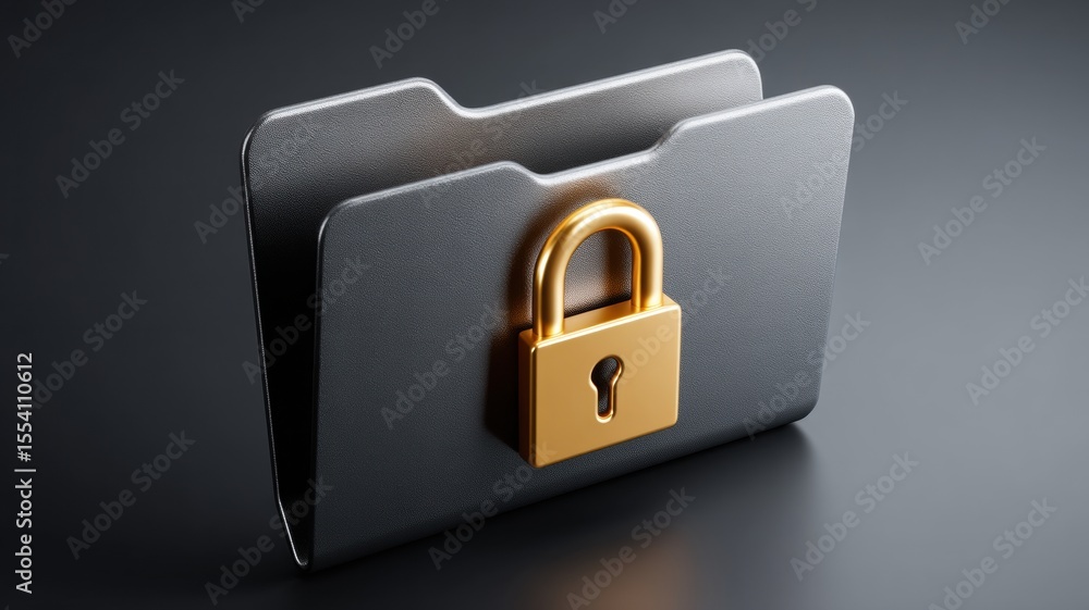 Aufkleber information online privacy protection. secure folder with a padlock for data protection.