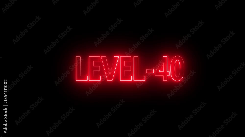 Poster glowing level-40 text with glitch effects animation. game concept next level icon isolated . black b
