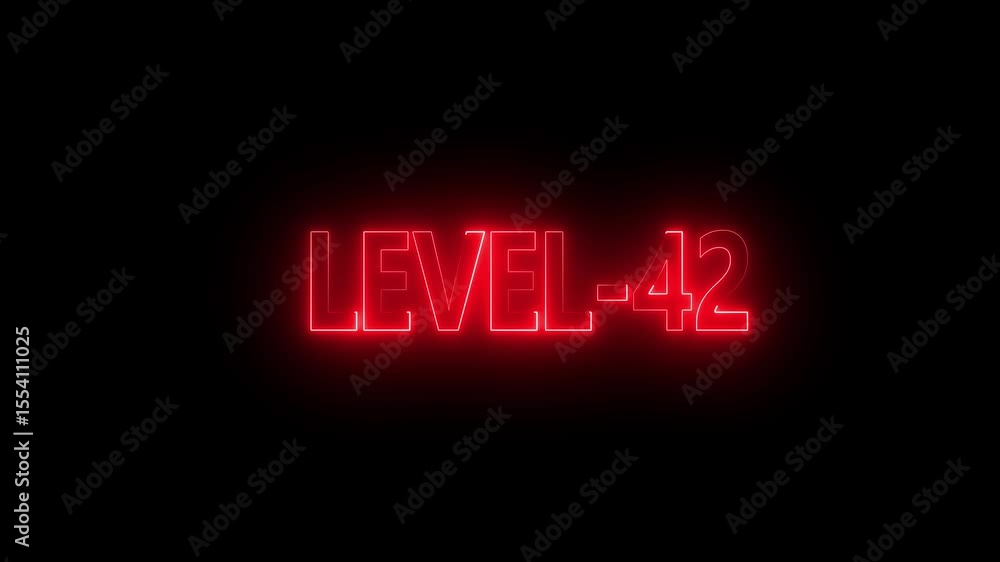Poster glowing level-42 text with glitch effects animation. game concept next level icon isolated . black b