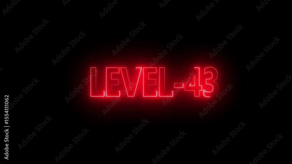 Poster glowing level-43 text with glitch effects animation. game concept next level icon isolated . black b
