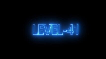 Glowing level-41 text with glitch effects animation. game concept next level icon isolated . Black background. - Powered by Adobe