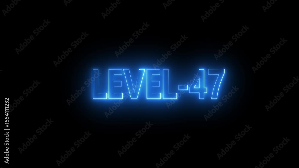 Aufkleber glowing level-47 text with glitch effects animation. game concept next level icon isolated . black b