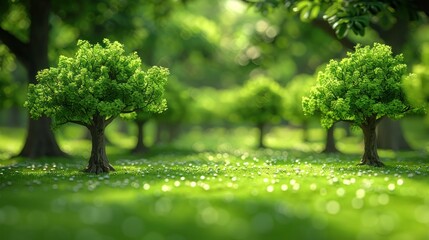 Small Green Plants Growing in a Row Showing New Life and Order