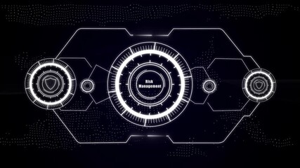 Business, Technology, Internet and network concept. risk management text Data Processing Visualization Design Animation. Futuristic Loading Pending Screen Interface,  - Powered by Adobe