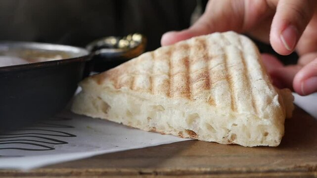Delicious bread served with turkish menemen 