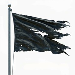flags of the world, blank black flag on pole isolated on white background