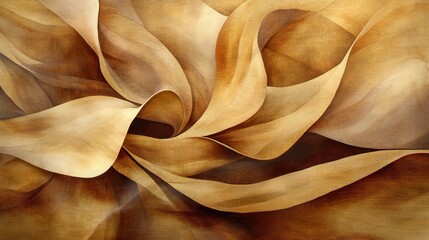 Abstract design of flowing, warm-toned fabrics.