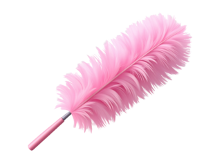 Flat vector illustration of pink feather duster in minimal style, isolated on transparent background PNG