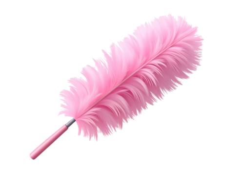  Flat vector illustration of pink feather duster in minimal style, isolated on transparent background PNG