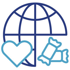 Global health context single icon on children in high sugar candy consumption, especially related to diabetes with diet affecting health